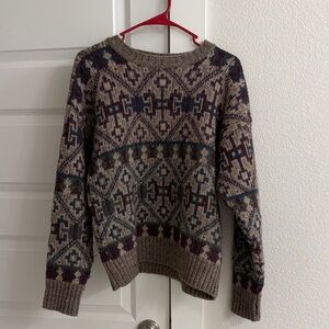 Nomadic Traders Taupe Multicolor Fair Isle Crewneck Sweater